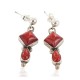 Certified Authentic Handmade Navajo .925 Sterling Silver Coral Native American Dangle Earrings 27216-3