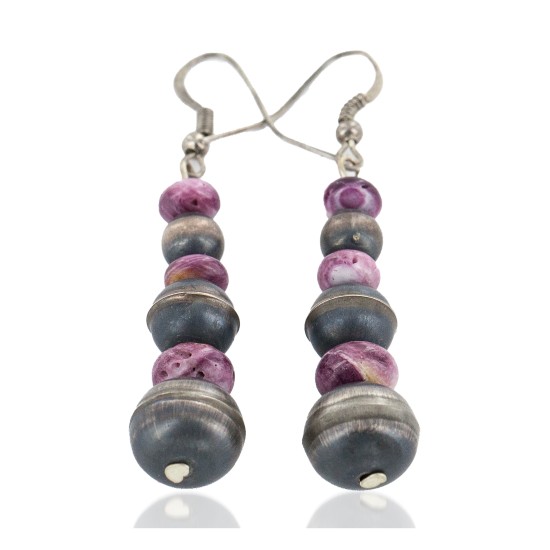 Certified Authentic Handmade Navajo .925 Sterling Silver Natural Purple Spiny Oyster Native American Dangle Earrings 27217-1 Certified Authentic Handmade Navajo .925 Sterling Silver Natural Purple Spiny Oyster Native American Dangle Earrings 27217-1