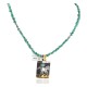 Certified Authentic 12kt Gold Filled and .925 Sterling Silver Horse Wave Handmade Natural Turquoise Native American Necklace 740100-3-102248