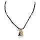 Arrow 12kt Gold Filled and .925 Sterling Silver Handmade Certified Authentic Navajo Natural Snowflake Obsidian Black Onyx and Turquoise Native American Necklace 740101-24-790101