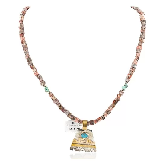 12kt Gold Filled and .925 Sterling Silver Handmade Certified Authentic Navajo Turquoise Jasper Native American Necklace 740103-63-7501003 12kt Gold Filled and .925 Sterling Silver Handmade Certified Authentic Navajo Turquoise Jasper Native American Necklace 740103-63-7501003