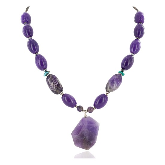 Certified Authentic Navajo .925 Sterling Silver Natural Amethyst and Sugilite Native American Necklace 750109-10