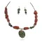 .925 Sterling Silver Hooks Certified Authentic Navajo Natural Turquoise Red Jasper Black Onyx Native American Set 750208-2-18251-3