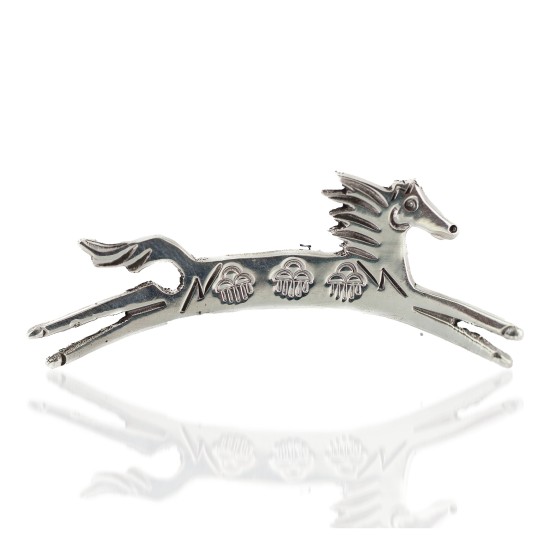 Horse Certified Authentic Rain Cloud Navajo .925 Sterling Silver Native American Pin 94013-3