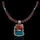 Handmade Certified Authentic Navajo .925 Sterling Silver Natural Turquoise, Spiny Oyster and Red Jasper Native American Necklace and Pendant 370829502794