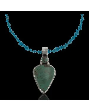 Handmade Certified Authentic Navajo .925 Sterling Silver Natural Turquoise Native American Necklace and Pendant 15922 Handmade Certified Authentic Navajo .925 Sterling Silver Natural Turquoise Native American Necklace and Pendant 15922