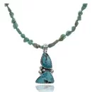 Large Handmade Certified Authentic Navajo .925 Sterling Silver Natural Turquoise Native American Necklace and Pendant 370989696342
