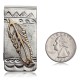 12kt Gold Filled and .925 Sterling Silver Feather Handmade Certified Authentic Navajo Native American Money Clip 11255