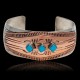 Handmade Certified Authentic Navajo Pure Nickel and Copper Native American Bracelet Natural Turquoise 12844-1