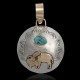 Buffalo 12kt Gold Filled and .925 Sterling Silver Certified Authentic Handmade Navajo Native American Natural Turquoise Pendant 24530