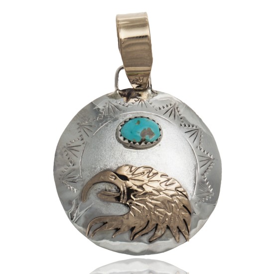 Feathers Necklace  Turquoise  U.S.A. Sterling Silver Eagles head 