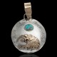12kt Gold Filled and .925 Sterling Silver Certified Authentic Eagle head Handmade Navajo Natural Turquoise Native American Pendant  94008
