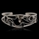 Handmade Certified Authentic Navajo .925 Sterling Silver Natural Black Onyx Native American Flower Cuff Bracelet 12946-4