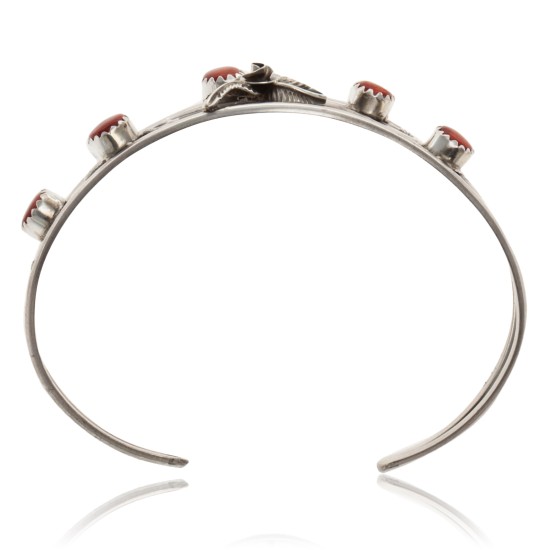 Handmade Certified Authentic .925 Sterling Silver Natural Coral Navajo Native American Cuff Bracelet 12947-1 All Products NB151223190220 12947-1 (by LomaSiiva)