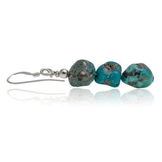 Natural Turquoise .925 Sterling Silver Hooks Certified Authentic Navajo Native American Dangle Hook Earrings 27276 Natural Turquoise .925 Sterling Silver Hooks Certified Authentic Navajo Native American Dangle Hook Earrings 27276