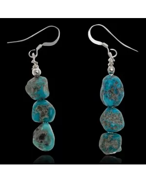 Natural Turquoise .925 Sterling Silver Hooks Certified Authentic Navajo Native American Dangle Hook Earrings 27276 Natural Turquoise .925 Sterling Silver Hooks Certified Authentic Navajo Native American Dangle Hook Earrings 27276