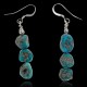 Natural Turquoise .925 Sterling Silver Hooks Certified Authentic Navajo Native American Dangle Hook Earrings 27276