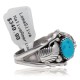 Large Handmade Certified Authentic Navajo .925 Sterling Silver Natural Turquoise Native American Ring 26209