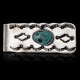 Navajo Handmade Certified Authentic .925 Sterling Silver Natural Turquoise Native American Nickel Money Clip 10533-8