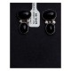 Double Natural Black Onyx .925 Sterling Silver Certified Authentic Navajo Native American Handmade Post Earrings 18254