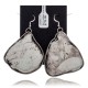 Huge White Howlite .925 Sterling Silver Certified Authentic Navajo Native American Dangle Earrings 27280