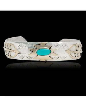 12kt Gold Filled and .925 Sterling Silver Certified Authentic Feather Handmade Navajo Natural Turquoise Native American Cuff Bracelet 12968-2 12kt Gold Filled and .925 Sterling Silver Certified Authentic Feather Handmade Navajo Natural Turquoise Native American Cuff Bracelet 12968-2