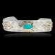 12kt Gold Filled and .925 Sterling Silver Certified Authentic Feather Handmade Navajo Natural Turquoise Native American Cuff Bracelet 12968-2