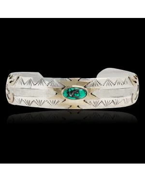12kt Gold Filled and .925 Sterling Silver Certified Authentic Eagle head Handmade Navajo Natural Turquoise Native American Cuff Bracelet 13096-99