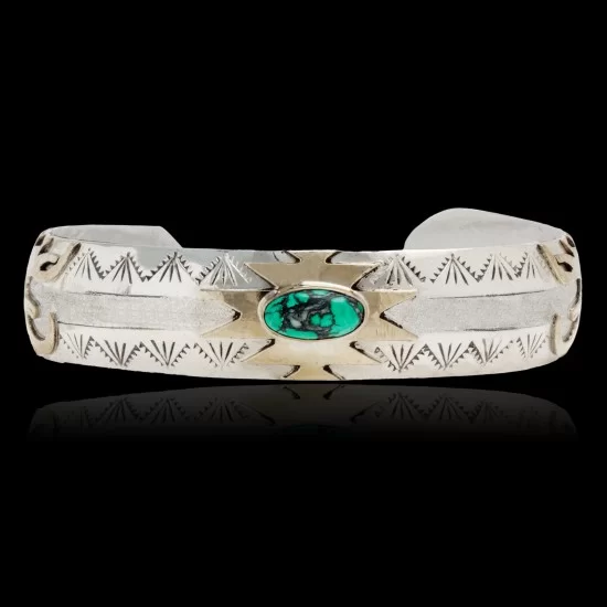 12kt Gold Filled and .925 Sterling Silver Certified Authentic Eagle head Handmade Navajo Natural Turquoise Native American Cuff Bracelet 13096-99 12kt Gold Filled and .925 Sterling Silver Certified Authentic Eagle head Handmade Navajo Natural Turquoise Native American Cuff Bracelet 13096-99