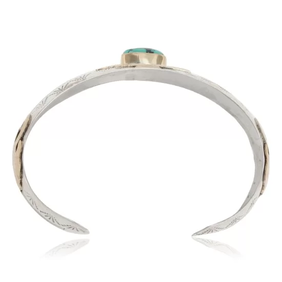 12kt Gold Filled and .925 Sterling Silver Certified Authentic Eagle head Handmade Navajo Natural Turquoise Native American Cuff Bracelet 13096-99 12kt Gold Filled and .925 Sterling Silver Certified Authentic Eagle head Handmade Navajo Natural Turquoise Native American Cuff Bracelet 13096-99