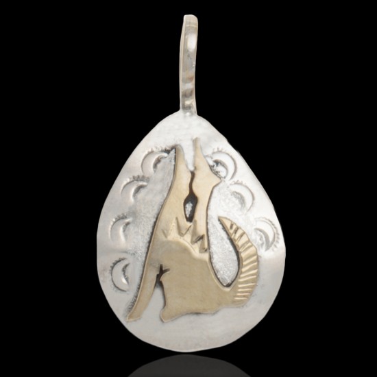 Delicate 12kt Gold Filled and .925 Sterling Silver Coyote Handmade Certified Authentic Navajo Native American Pendant 24470 Pendants NB151219030004 24470 (by LomaSiiva)