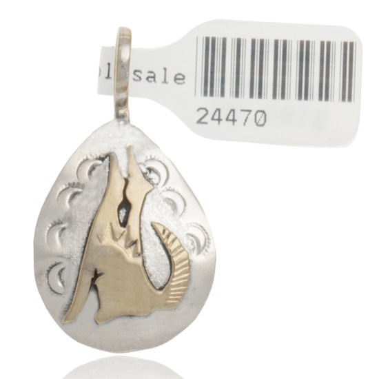 Delicate 12kt Gold Filled and .925 Sterling Silver Coyote Handmade Certified Authentic Navajo Native American Pendant 24470 Pendants NB151219030004 24470 (by LomaSiiva)