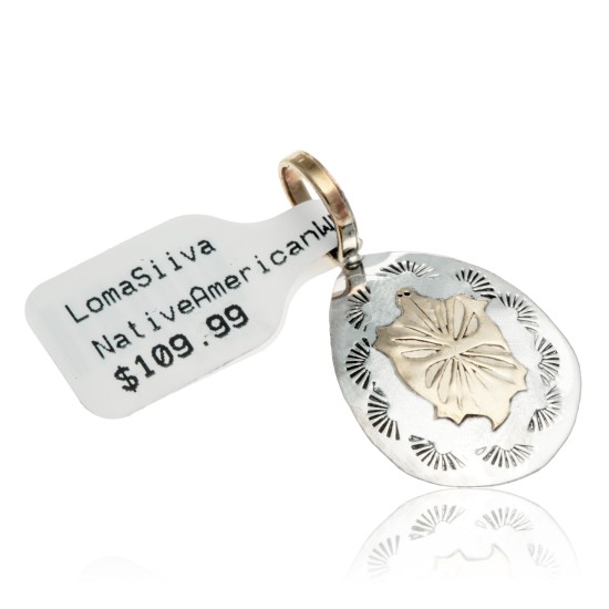 Turtle 12kt Gold Filled and .925 Sterling Silver Certified Authentic Handmade Very Delicate Navajo Native American Pendant 24472-99 Pendants NB151212447299 24472-99 (by LomaSiiva)