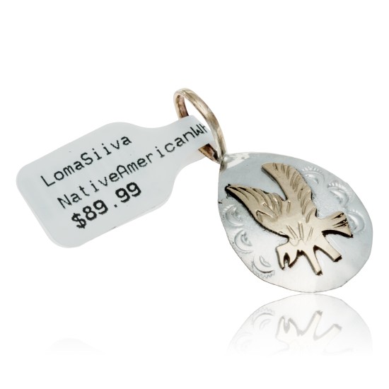 Delicate 12kt Gold Filled and .925 Sterling Silver Eagle Handmade Certified Authentic Navajo Native American Pendant 24474 Pendants NB151219031112 24474 (by LomaSiiva)