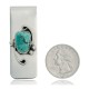Handmade Certified Authentic Navajo Nickel and .925 Sterling Silver Natural Turquoise Native American Money Clip 11250-4