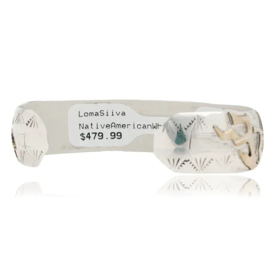12kt Gold Filled and .925 Sterling Silver Handmade Kokopelli Certified Authentic Navajo Turquoise Native American Bracelet 390800679712