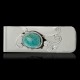 .925 Sterling Silver Navajo Handmade Certified Authentic Natural Turquoise Native American Nickel Money Clip 91005-3