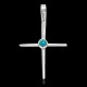 .925 Sterling Silver Handmade Cross Certified Authentic Navajo Natural Turquoise Native American Pendant 24373-1