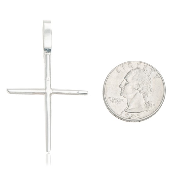 Plain Cross .925 Sterling Silver Handmade Certified Authentic Navajo Native American Pendant 24566 Pendants NB390983024566 24566-9 (by LomaSiiva)