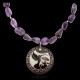 Hummingbird .925 Sterling Silver Certified Authentic Navajo Native American Natural Amethyst Necklace 25519