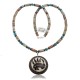 Bear and Bear Paw .925 Sterling Silver Certified Authentic Navajo Native American Natural Turquoise and Jasper Necklace 25523