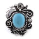 .925 Sterling Silver Flower Certified Authentic Handmade Navajo Native American Natural Turquoise Ring  13225