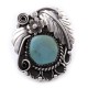 Flower and Leaf .925 Sterling Silver Certified Authentic Handmade Navajo Native American Natural Turquoise Ring  13224