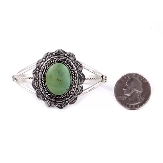 .925 Sterling Silver Handmade Navajo Turquoise Cuff Bracelet 24544