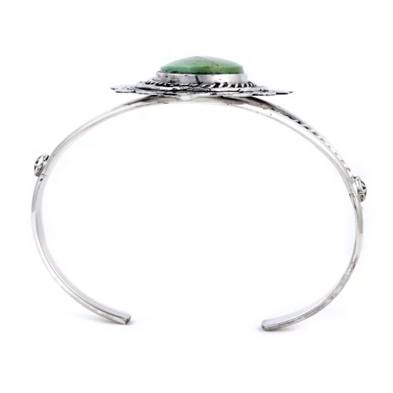 .925 Sterling Silver Handmade Navajo Turquoise Cuff Bracelet 24544