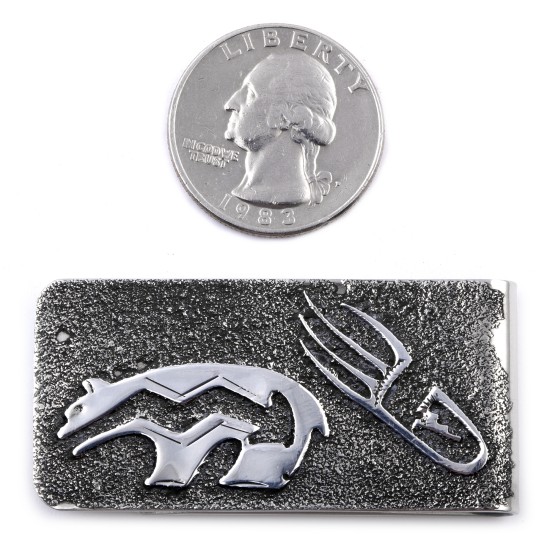 Bear and Bear Paw .925 Sterling Silver Ray Begay Certified Authentic Handmade Navajo Native American Money Clip  13194-1