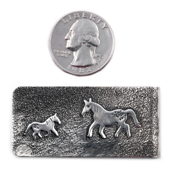 Horse .925 Sterling Silver Ray Begay Certified Authentic Handmade Navajo Native American Money Clip  13194-16