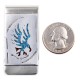 Eagle .925 Sterling Silver Ray Begay Certified Authentic Handmade Navajo Native American Natural Turquoise Coral Money Clip 11253-8