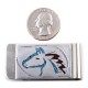 Horse Head .925 Sterling Silver Ray Begay Certified Authentic Handmade Navajo Native American Natural Turquoise Coral Money Clip 11253-3