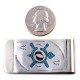 Turtle .925 Sterling Silver Ray Begay Certified Authentic Handmade Navajo Native American Natural Turquoise Coral Money Clip 11253-4